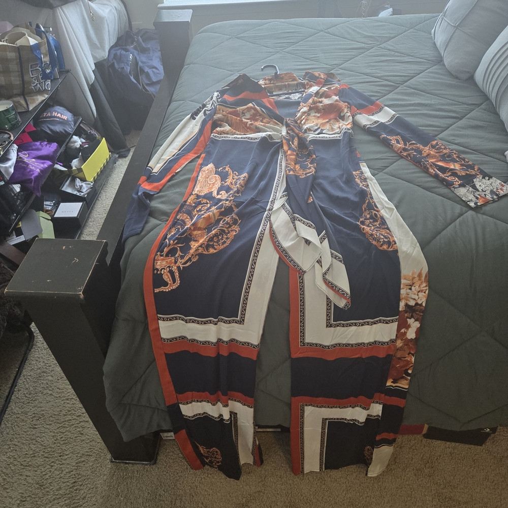 Elegant Multicolor Long Sleeve Dress